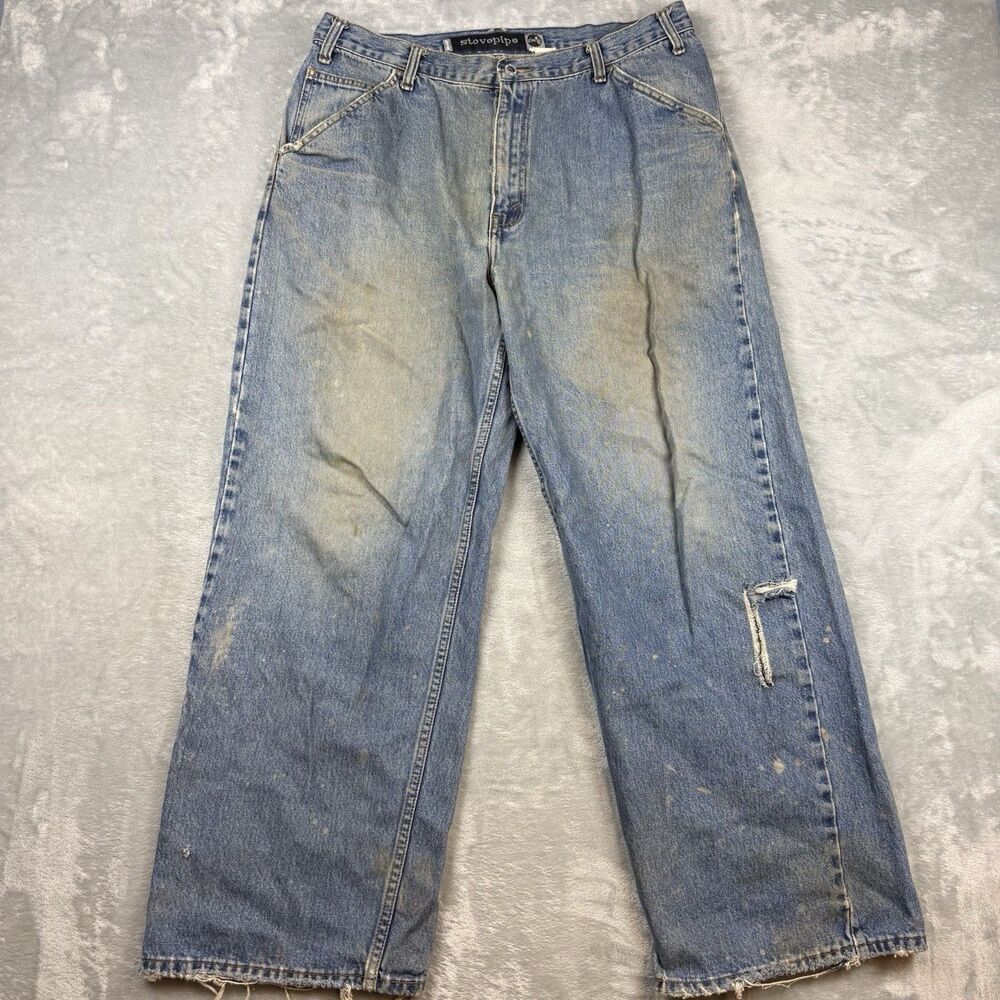 Vintage Levi’s SilverTab Stovepipe Jeans 36x32 Distressed Paint Splatter